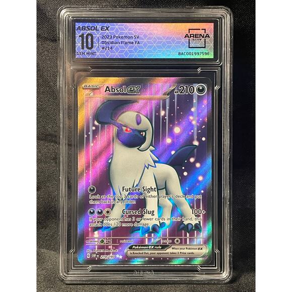 2023 Pokémon Absol EX #214 Obsidian Flames Full Art ArenaClub Graded GEM MINT 10 - Picture 1 of 4